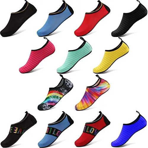 ANLUKE Water Shoes Barefoot Aqua Yoga Socks Quick-Dry Beach Swim Surf Shoes for Women Men Black/Solid 40/41