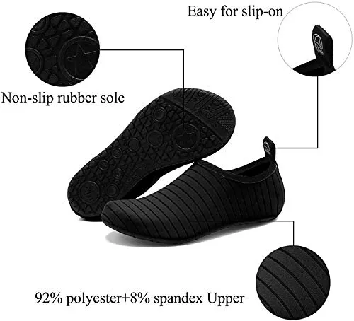 ANLUKE Water Shoes Barefoot Aqua Yoga Socks Quick-Dry Beach Swim Surf Shoes for Women Men Black/Solid 40/41