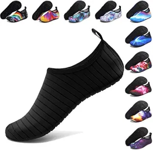 ANLUKE Water Shoes Barefoot Aqua Yoga Socks Quick-Dry Beach Swim Surf Shoes for Women Men Black/Solid 40/41
