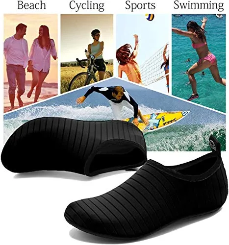 ANLUKE Water Shoes Barefoot Aqua Yoga Socks Quick-Dry Beach Swim Surf Shoes for Women Men Black/Solid 40/41