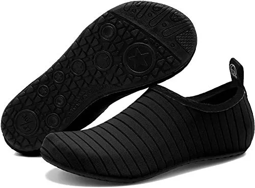 ANLUKE Water Shoes Barefoot Aqua Yoga Socks Quick-Dry Beach Swim Surf Shoes for Women Men Black/Solid 40/41