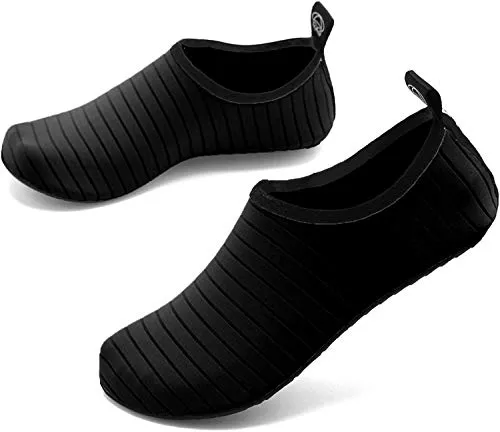ANLUKE Water Shoes Barefoot Aqua Yoga Socks Quick-Dry Beach Swim Surf Shoes for Women Men Black/Solid 40/41