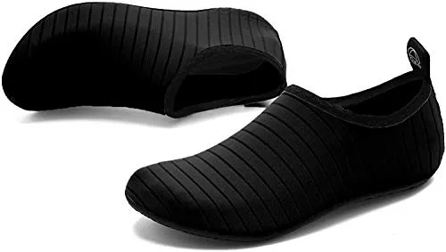 ANLUKE Water Shoes Barefoot Aqua Yoga Socks Quick-Dry Beach Swim Surf Shoes for Women Men Black/Solid 40/41
