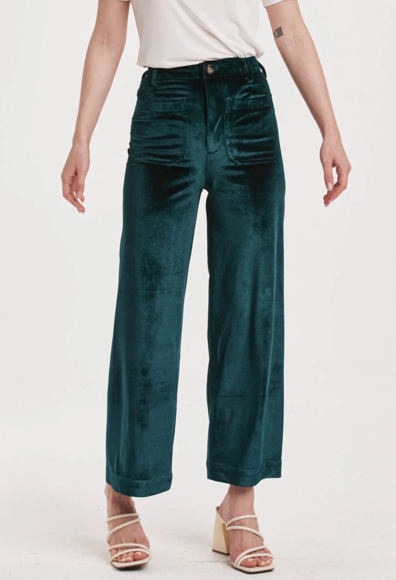 Another Love: Anahi Wide Leg Pants in Clover
