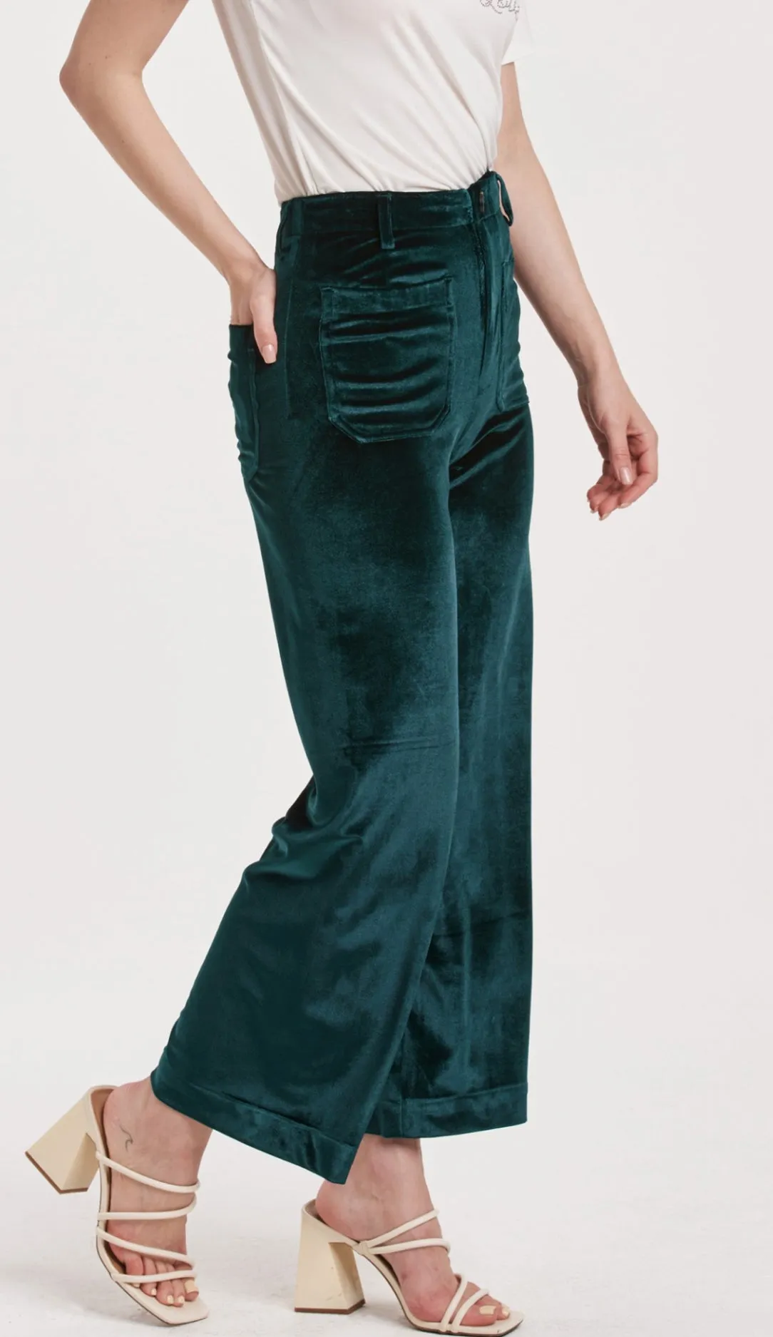 Another Love: Anahi Wide Leg Pants in Clover