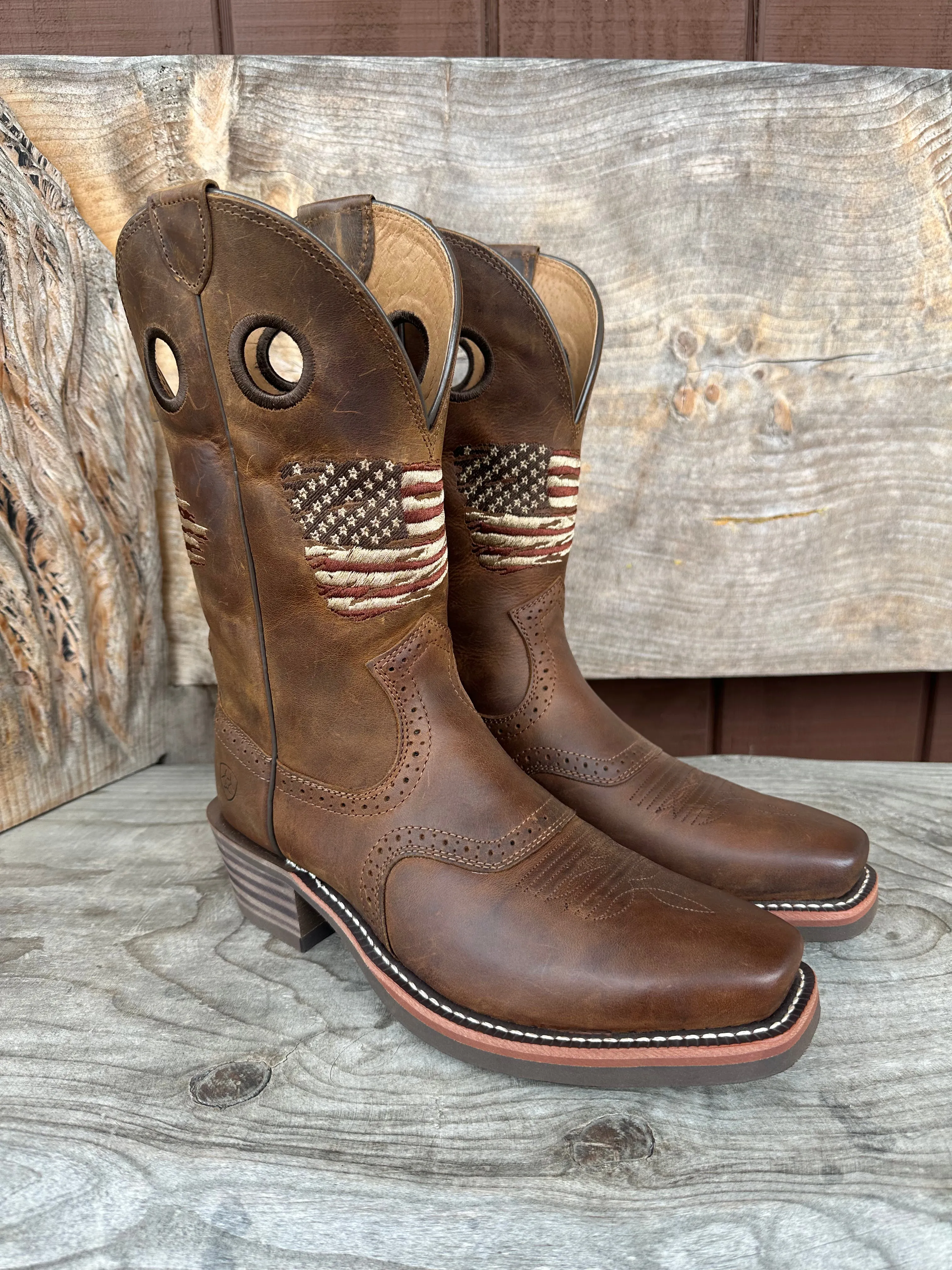 Ariat Men's Roughstock Patriot Narrow Square Toe Cowboy Boots 10040348