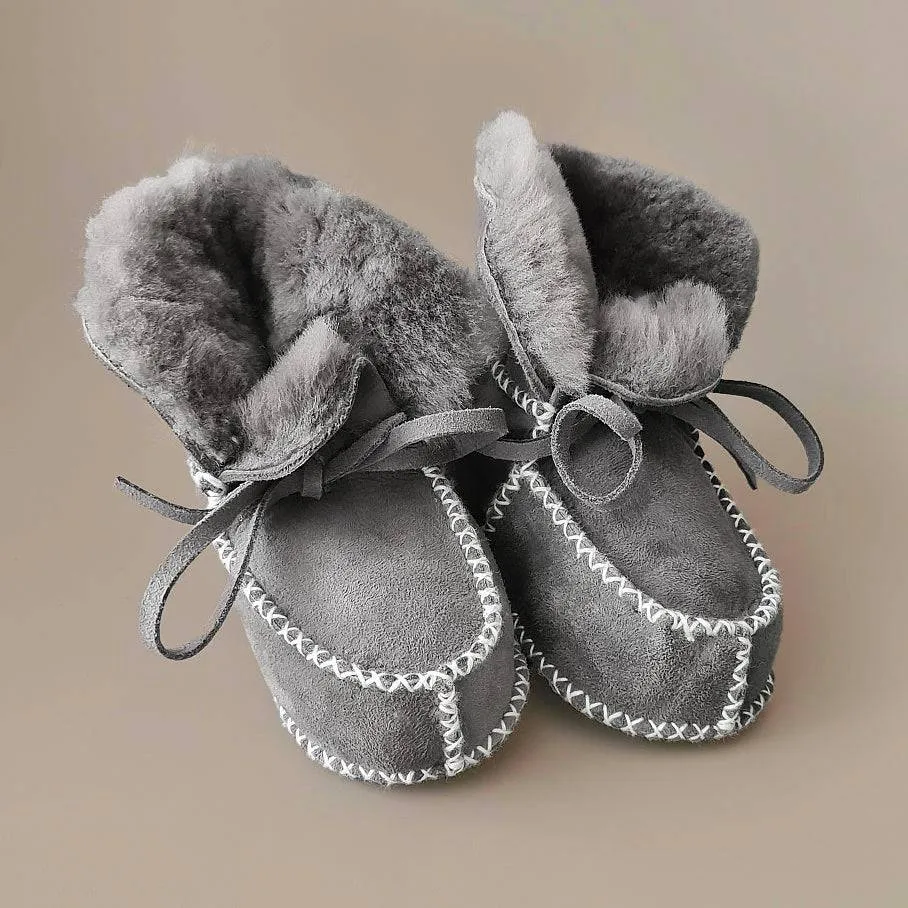 Baby - Lammy Booties - Grey Rocks!