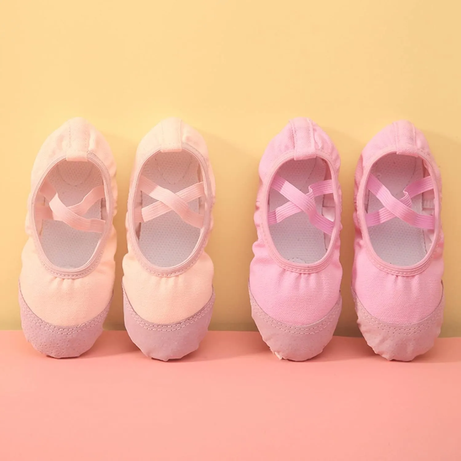 Ballet Shoes for Girls,Soft Leather Ballet Slippers No-Tie Warm Dance Yoga Practice Shoes for Toddler Girls