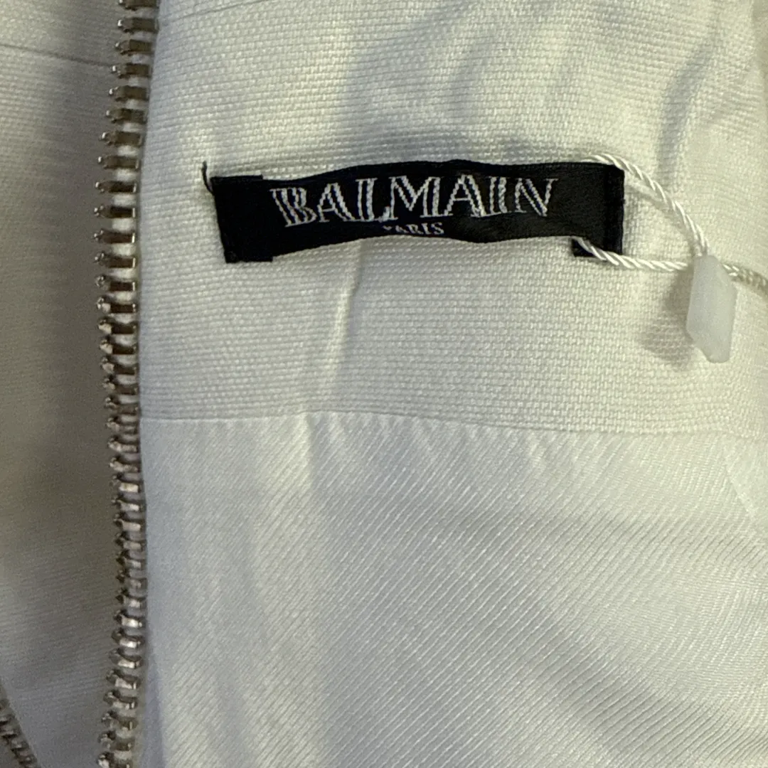BALMAIN White Sleeveless Blazer style Mini Dress