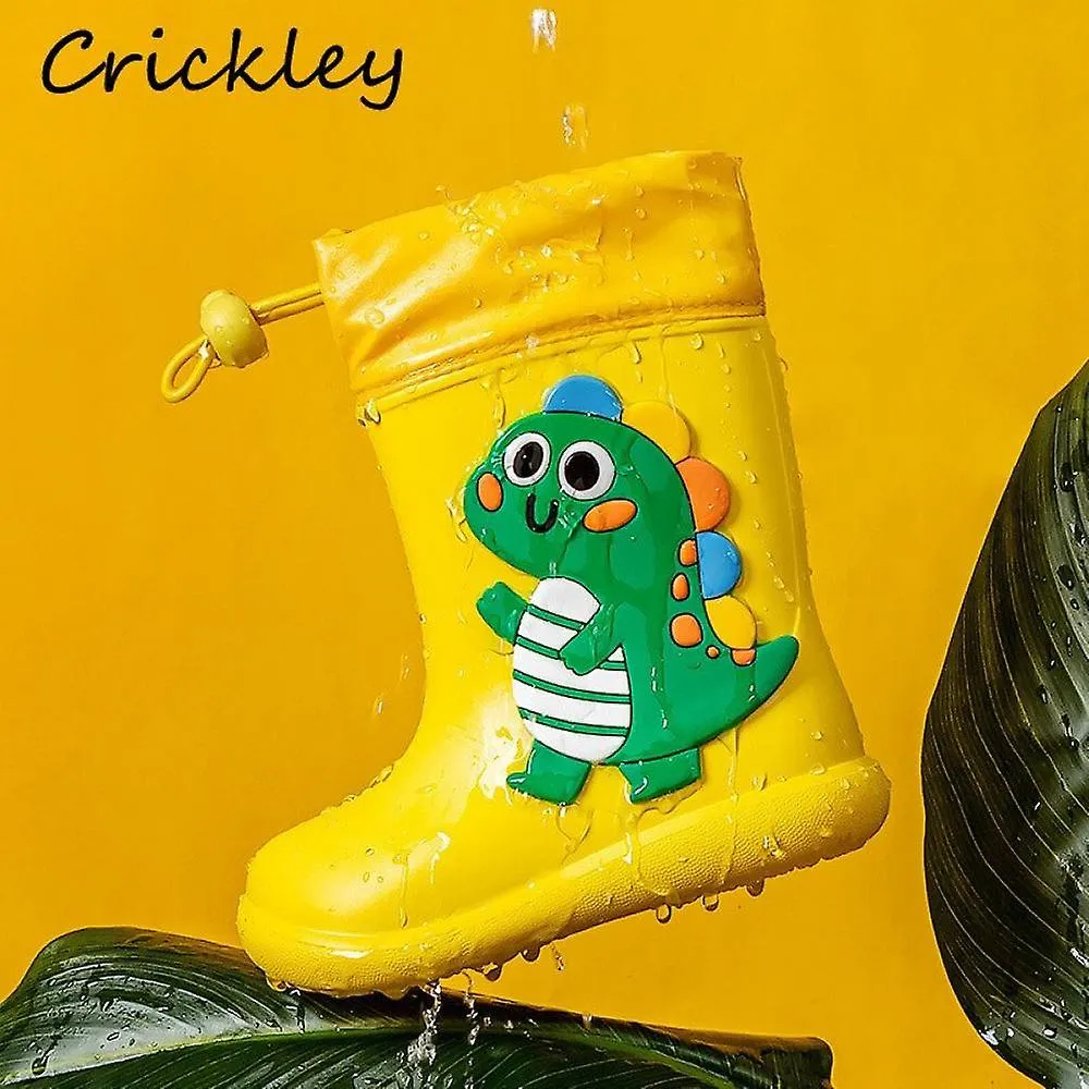 Blue Dinosaur 190Cartoon Unicorn Dinosaur Children Rain Boots Lace Up Eva Soft Boys Girls Rain Shoes Light Waterproof Non Slip Kids Rainboots