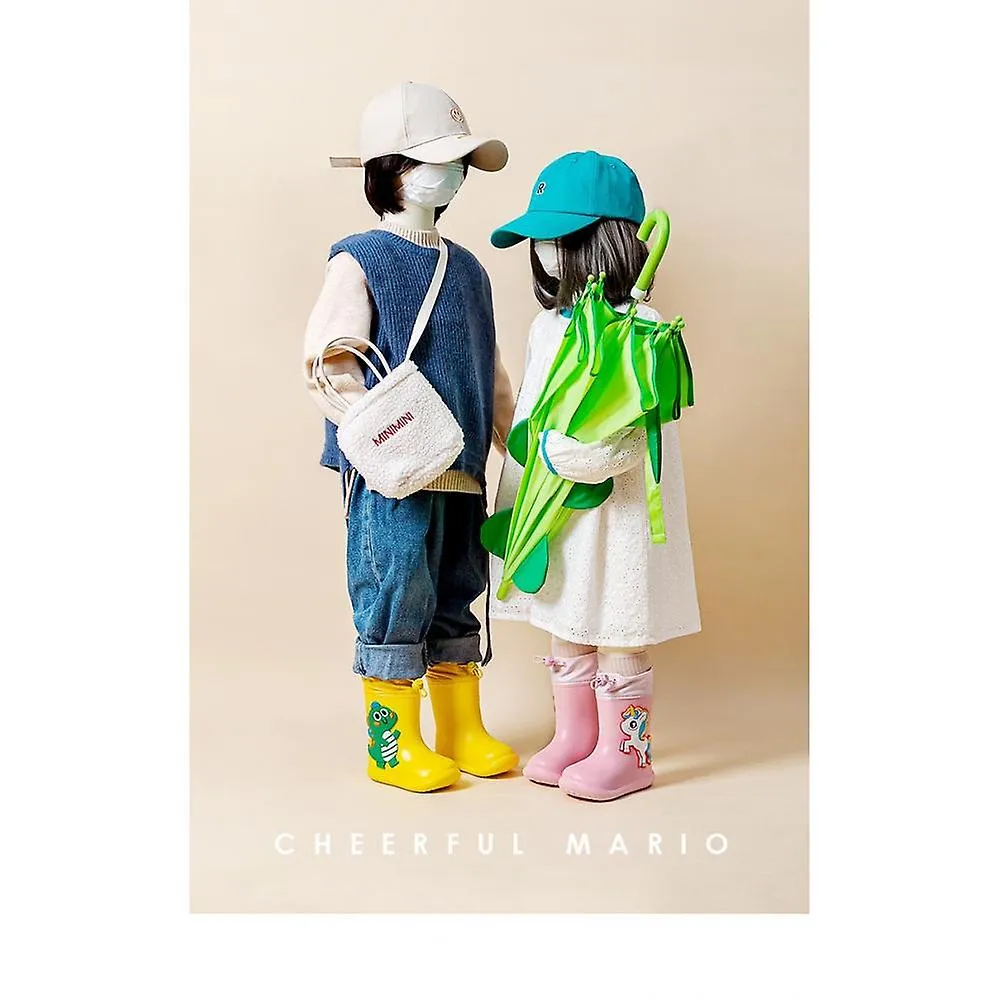 Blue Dinosaur 190Cartoon Unicorn Dinosaur Children Rain Boots Lace Up Eva Soft Boys Girls Rain Shoes Light Waterproof Non Slip Kids Rainboots