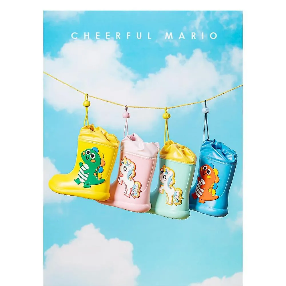 Blue Dinosaur 190Cartoon Unicorn Dinosaur Children Rain Boots Lace Up Eva Soft Boys Girls Rain Shoes Light Waterproof Non Slip Kids Rainboots