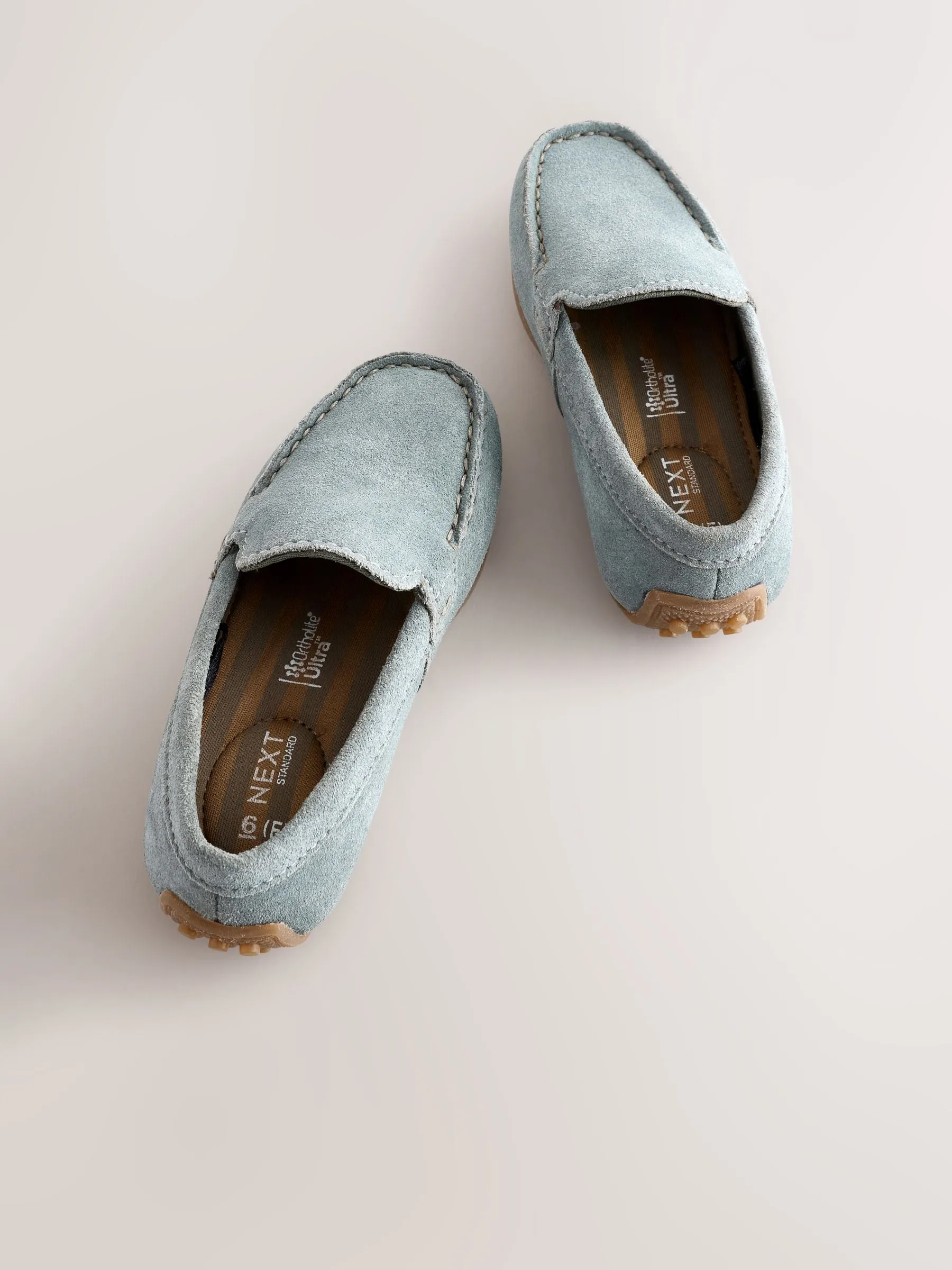 Blue Wide Fit (G) Suede Slip-Ons Loafers Shoes