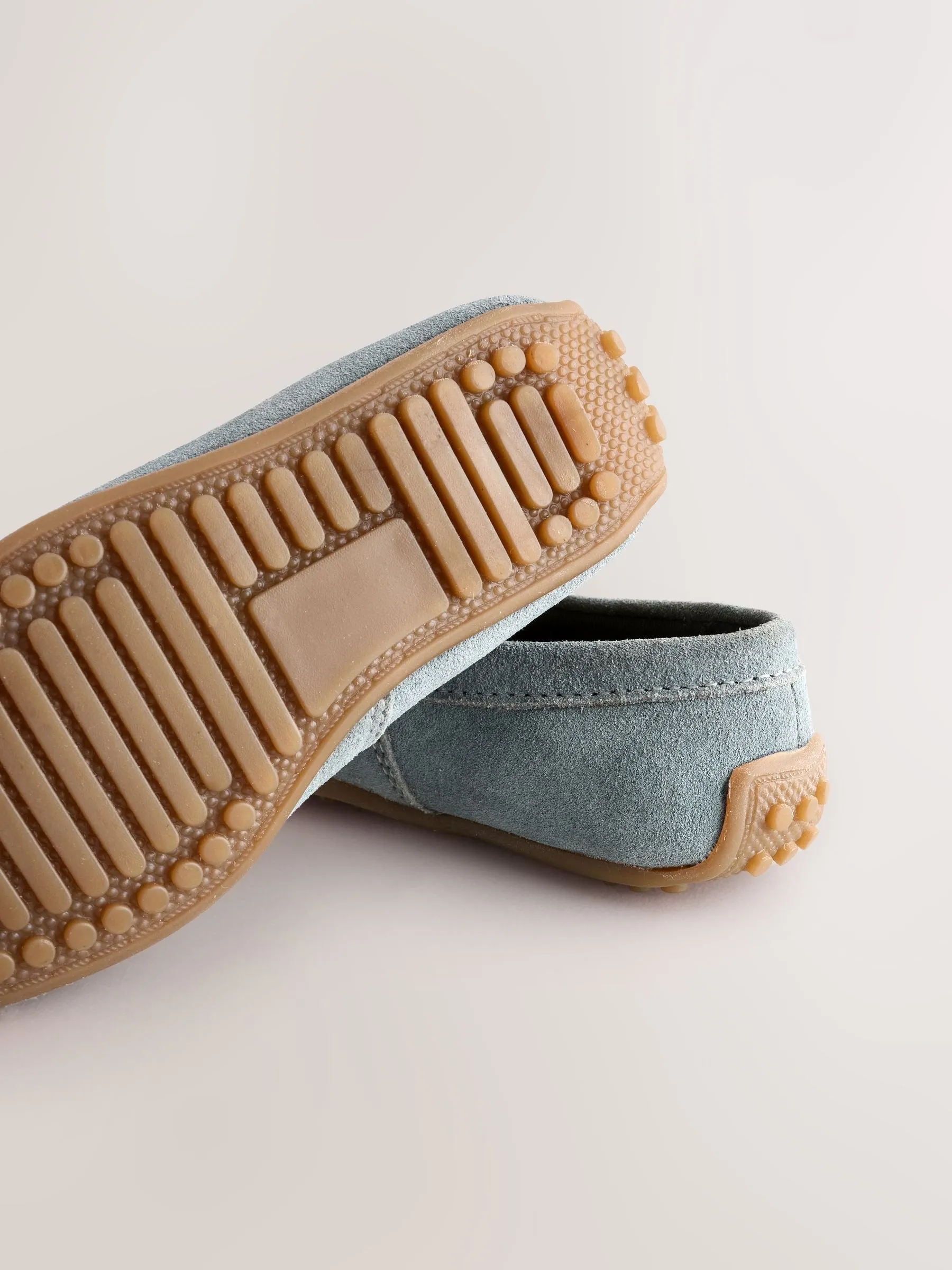 Blue Wide Fit (G) Suede Slip-Ons Loafers Shoes