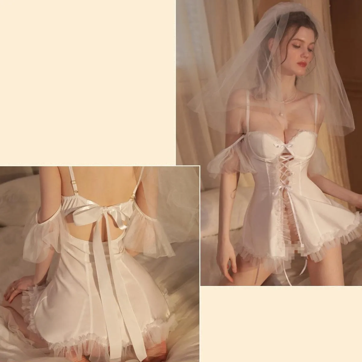 Bridal satin slip set