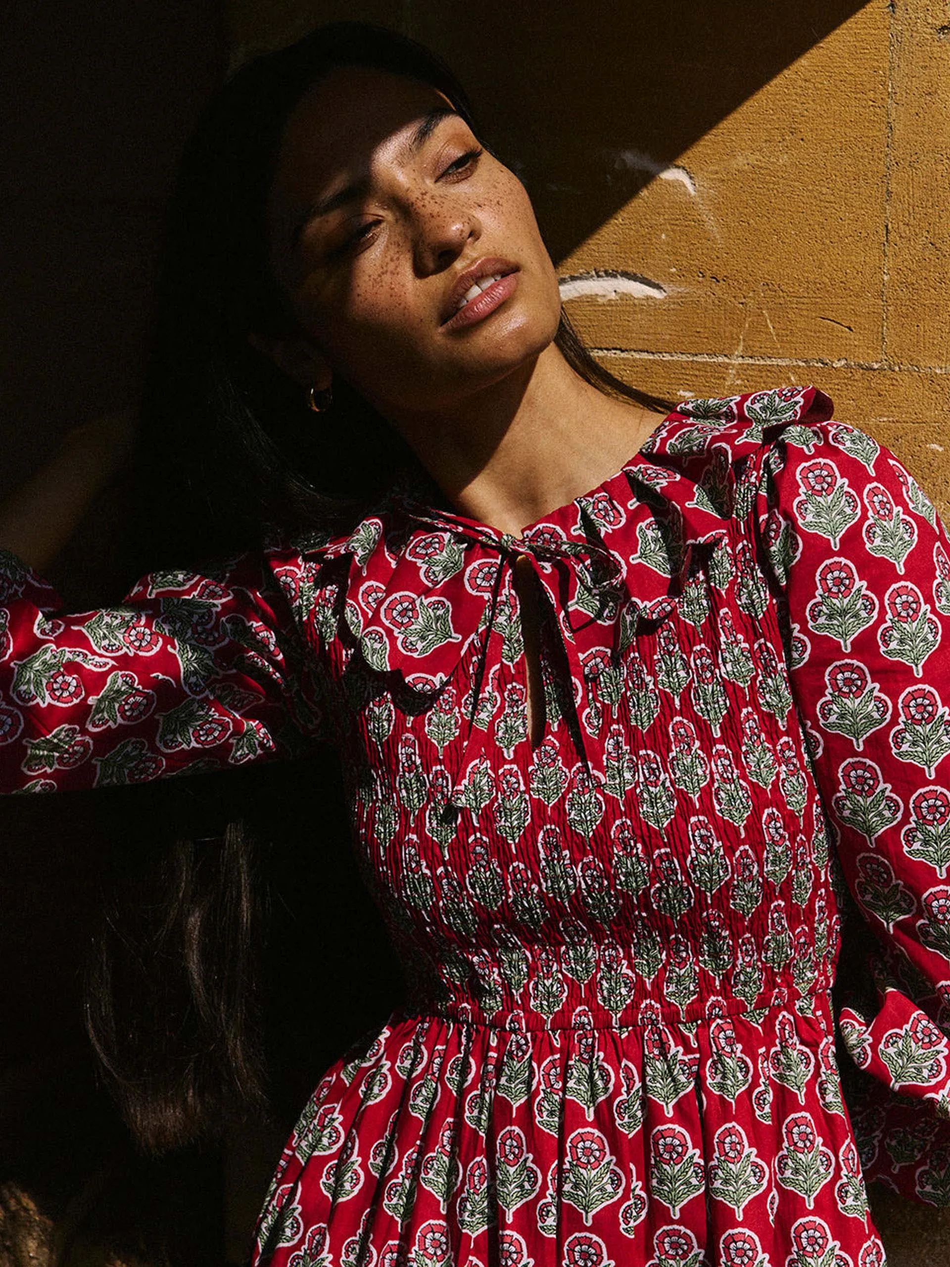 Burgundy buta Rita dress
