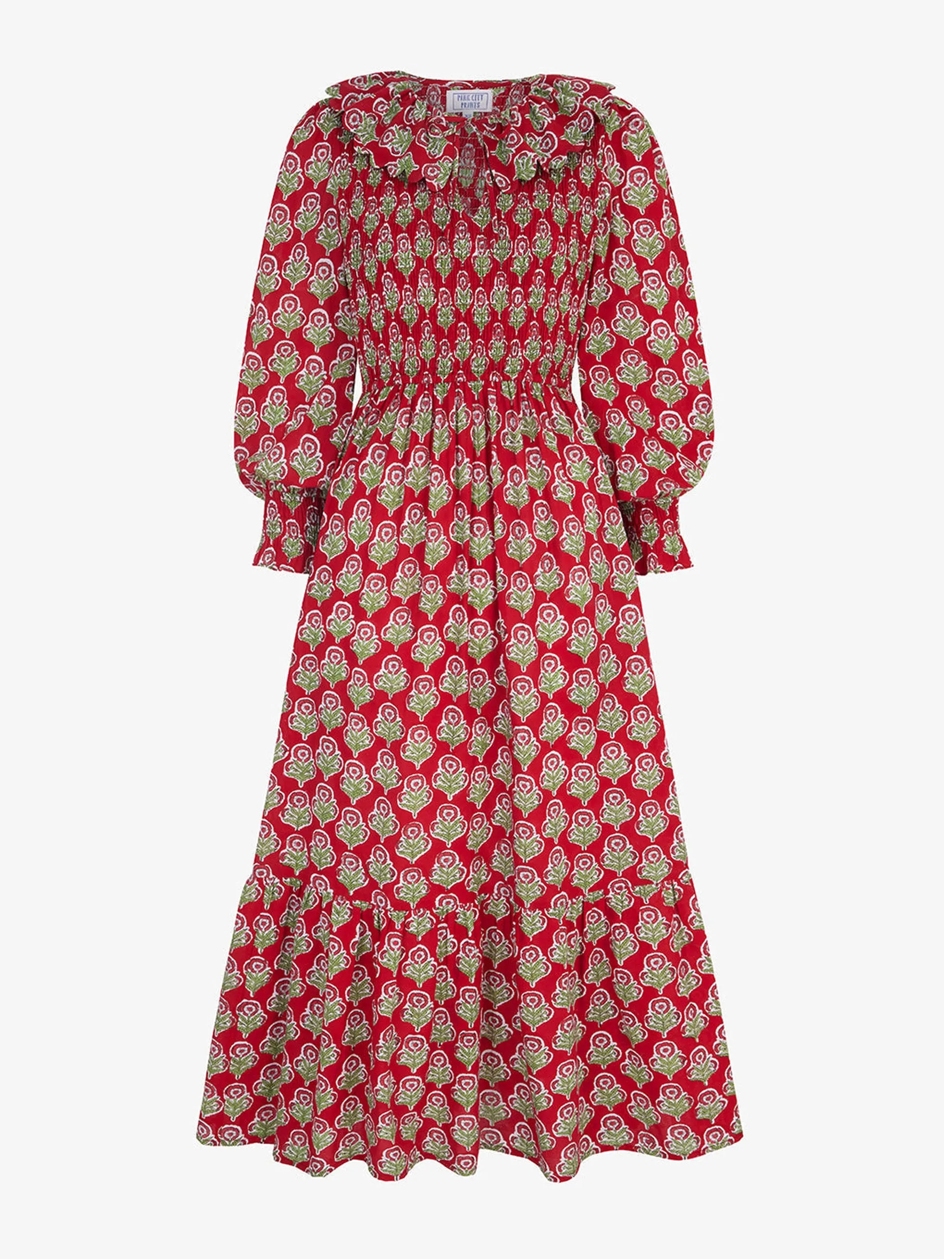 Burgundy buta Rita dress