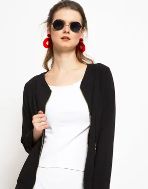 Cardinal Femme Baju Formal Wanita Blazer Resleting Kontras