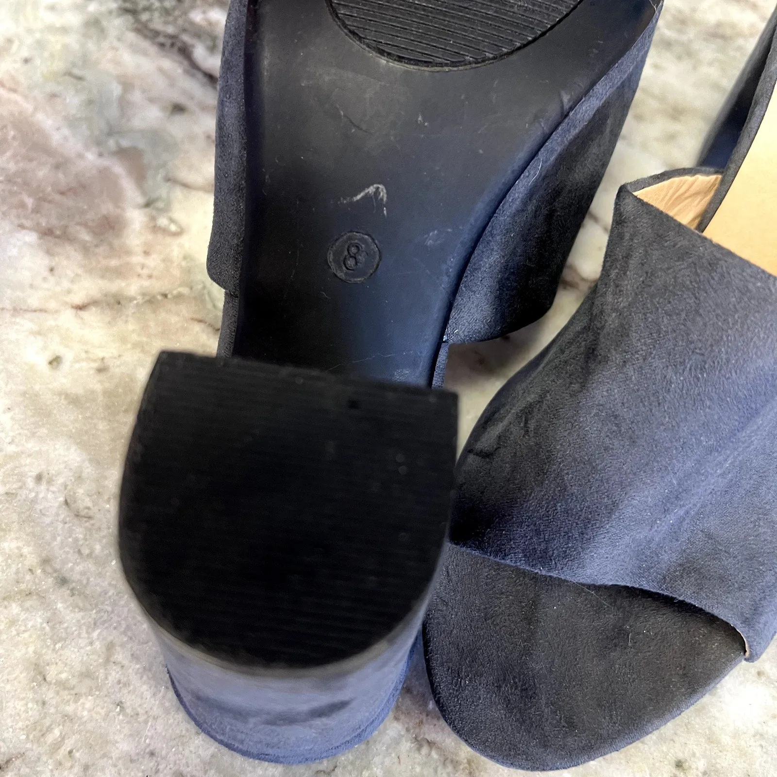 Cato Women's Gray Suede Platform Block Open Toe Heels Size 8