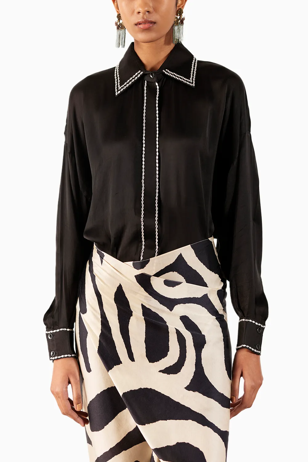Chestnut Shirt Draped Dress