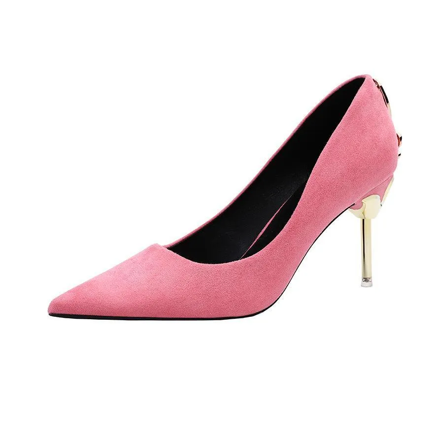 Chicvane Metal Bow Pointed Toe Stiletto Heel Pumps Bridal Shoes