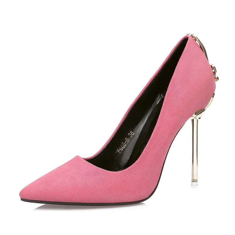Chicvane Metal Bow Pointed Toe Stiletto Heel Pumps Bridal Shoes