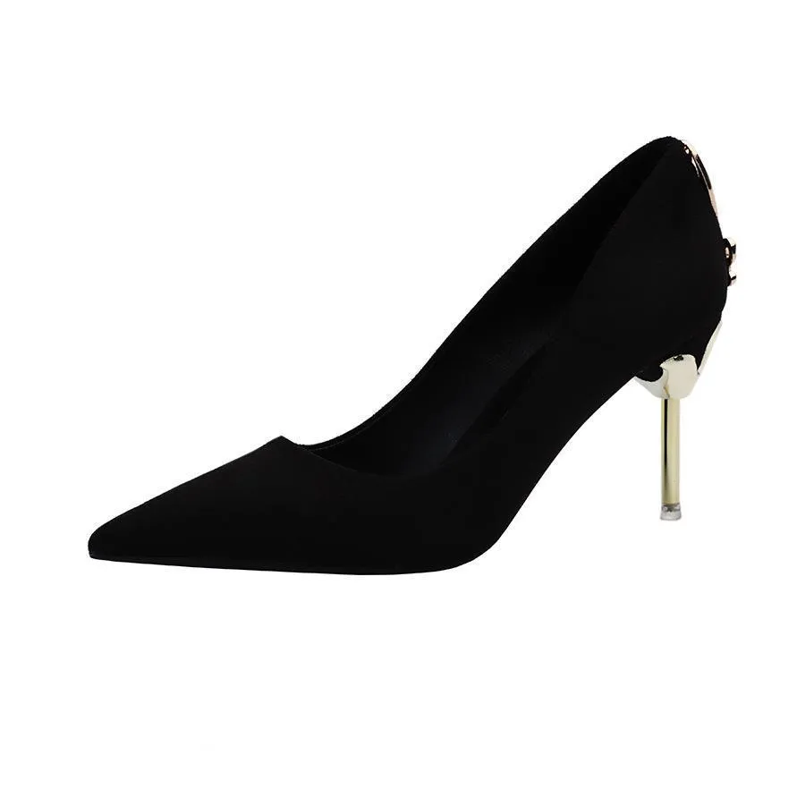 Chicvane Metal Bow Pointed Toe Stiletto Heel Pumps Bridal Shoes