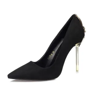 Chicvane Metal Bow Pointed Toe Stiletto Heel Pumps Bridal Shoes