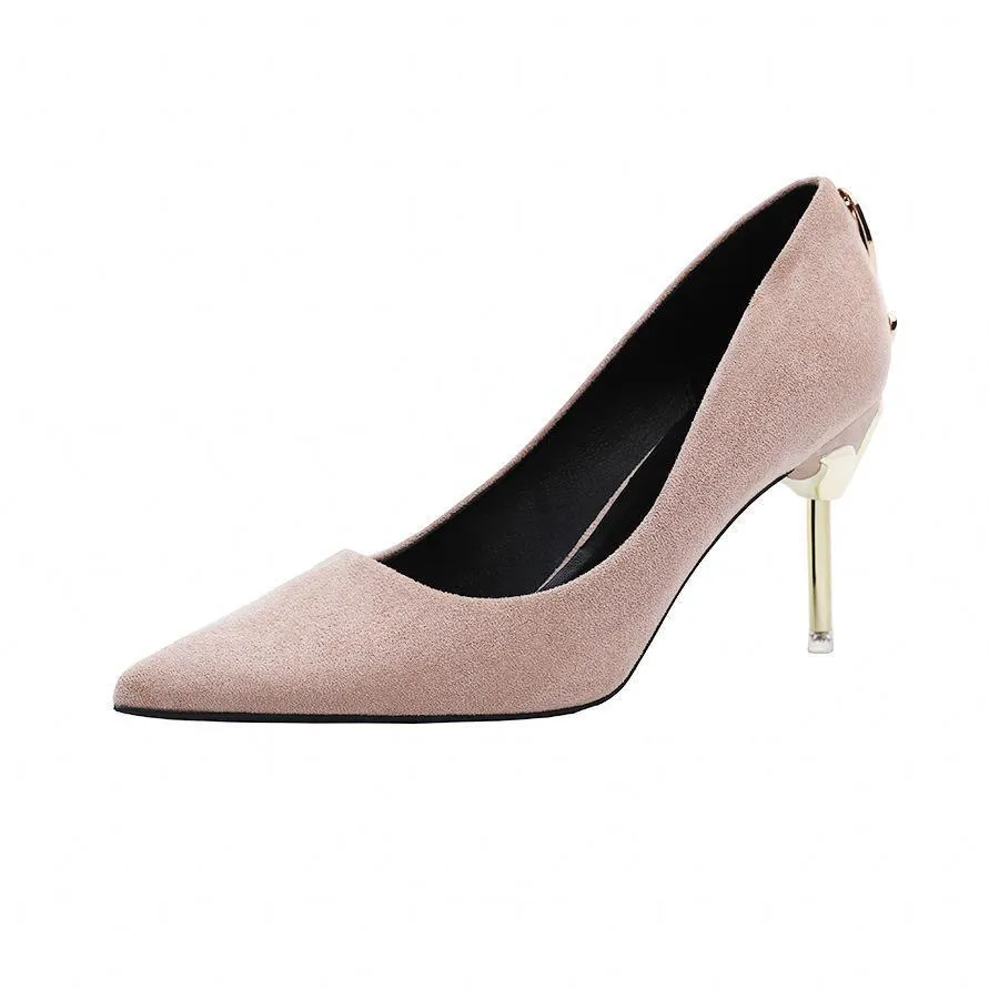 Chicvane Metal Bow Pointed Toe Stiletto Heel Pumps Bridal Shoes