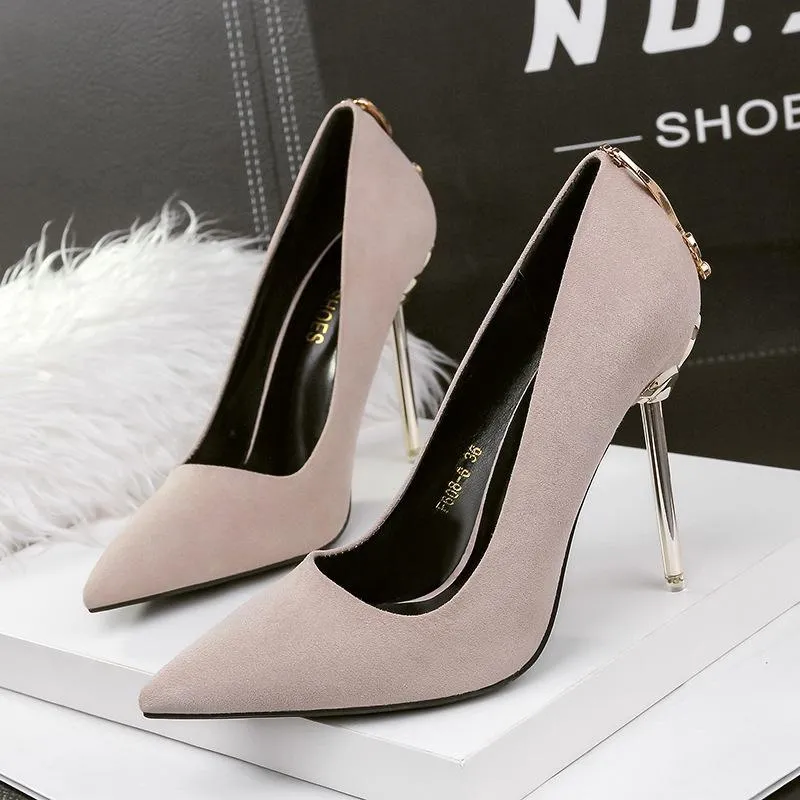 Chicvane Metal Bow Pointed Toe Stiletto Heel Pumps Bridal Shoes
