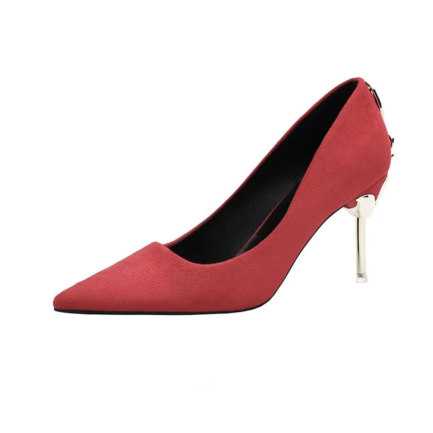 Chicvane Metal Bow Pointed Toe Stiletto Heel Pumps Bridal Shoes