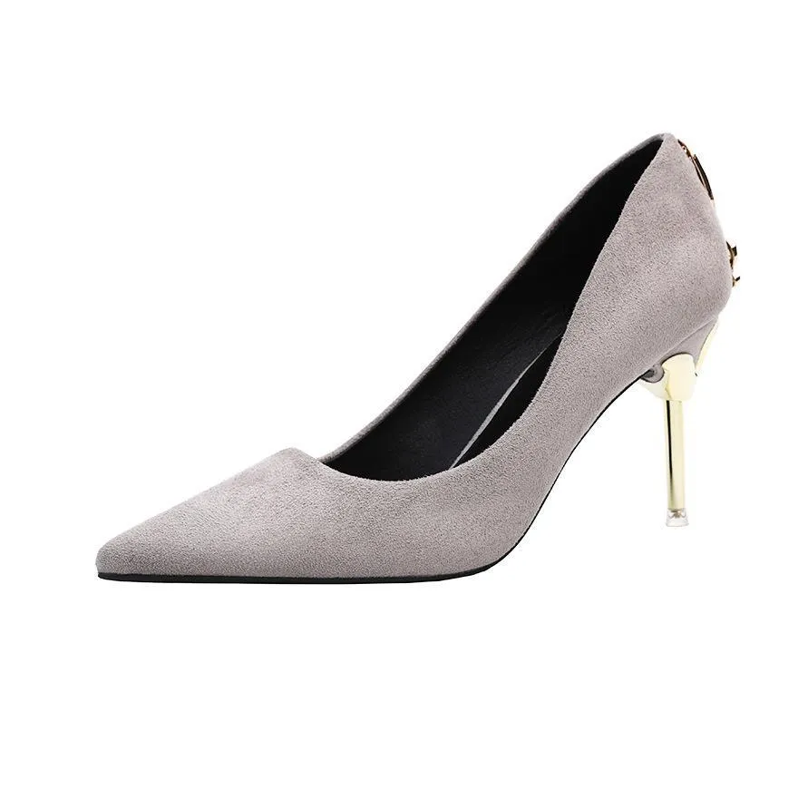Chicvane Metal Bow Pointed Toe Stiletto Heel Pumps Bridal Shoes
