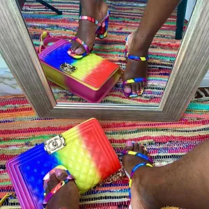 Chicvane Multicolor Slides Shoes Chunky Heel Sandals
