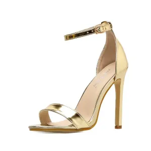 Chicvane Rhinestone Stilettos Bridal Sandals With Buckle Closure