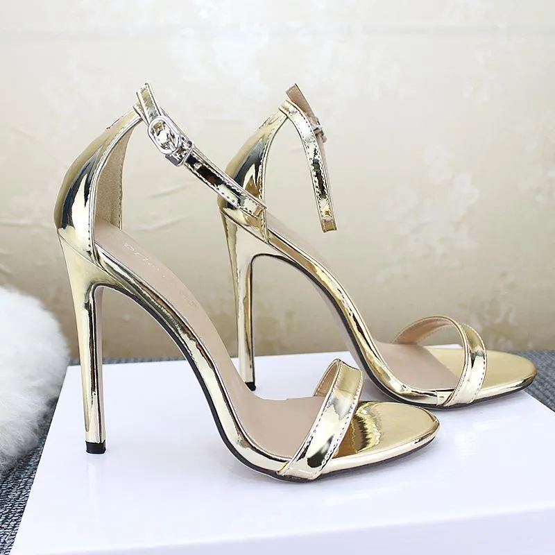 Chicvane Rhinestone Stilettos Bridal Sandals With Buckle Closure