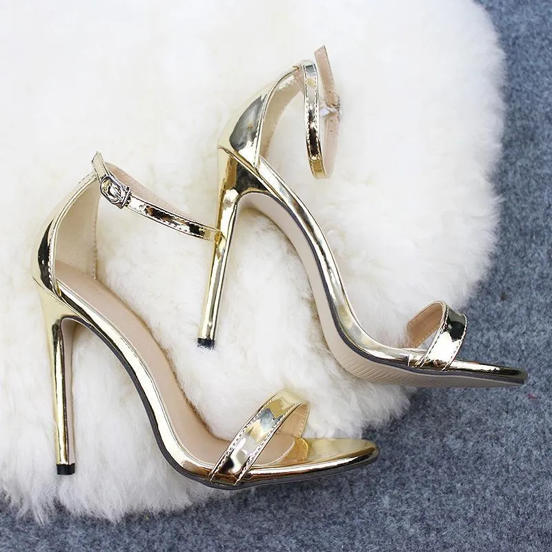 Chicvane Rhinestone Stilettos Bridal Sandals With Buckle Closure