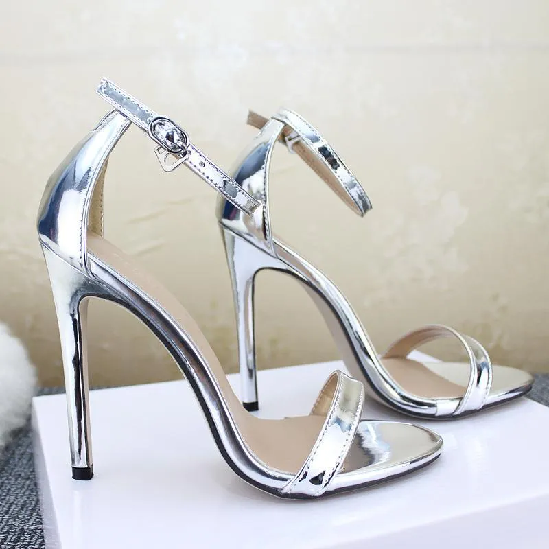 Chicvane Rhinestone Stilettos Bridal Sandals With Buckle Closure