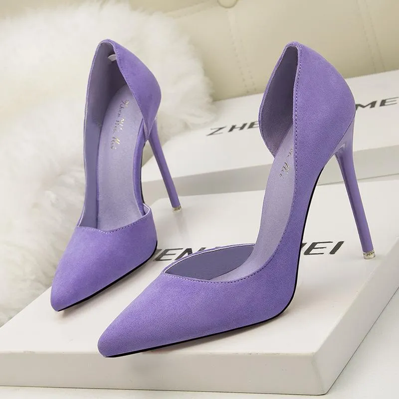 Chicvane Women's Suede Slip On Pointed Toe High Heel Dress Pump Bridal Shoes