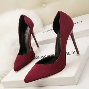 Chicvane Women's Suede Slip On Pointed Toe High Heel Dress Pump Bridal Shoes