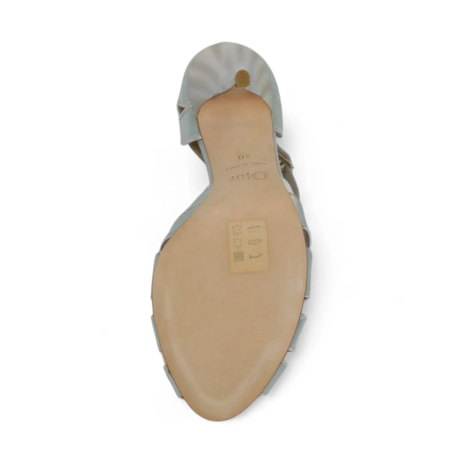 Christian Dior Deco Women's Shoes Blue Satin / Leather Sandals (CDW42)