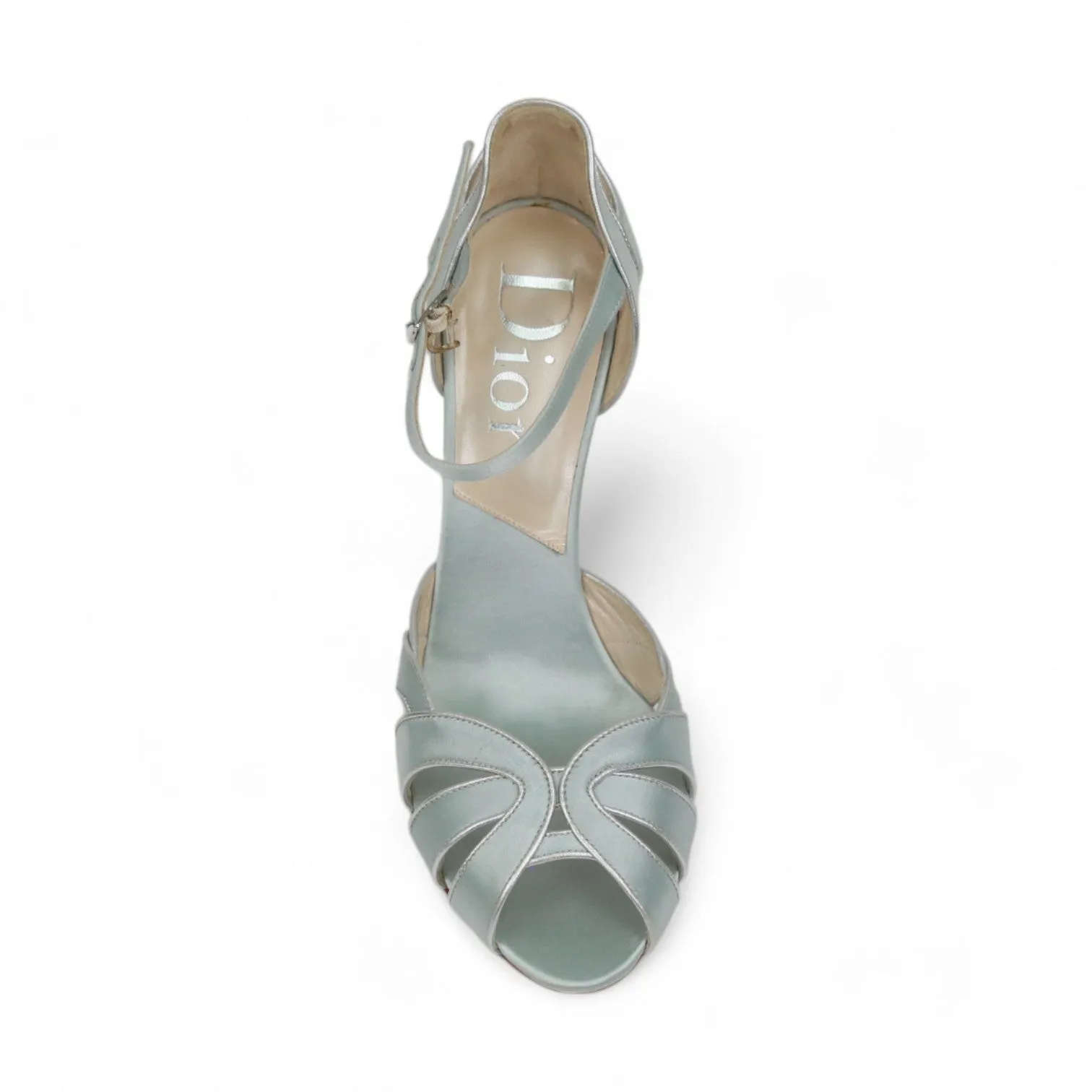 Christian Dior Deco Women's Shoes Blue Satin / Leather Sandals (CDW42)