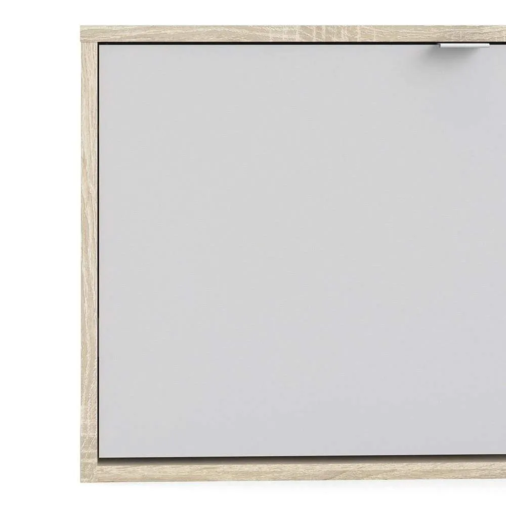 CLEARANCE Set of 3 Shoe cabinet  with 1 tilting door and 2 layers - Oak structure White
