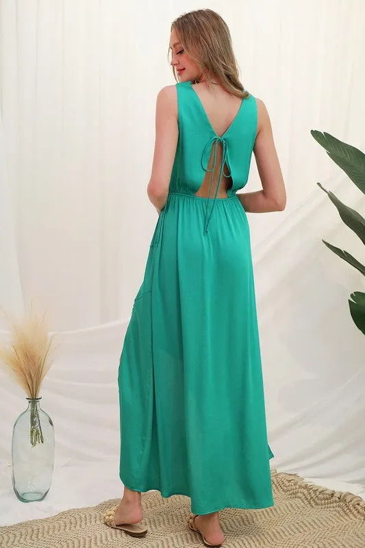 Cowl Neck Silk Draped Maxi Dress