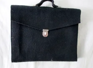 D. LACILLA PARIS Wool Briefcase Bag Document Portfolio Case L BLACK LAULLA