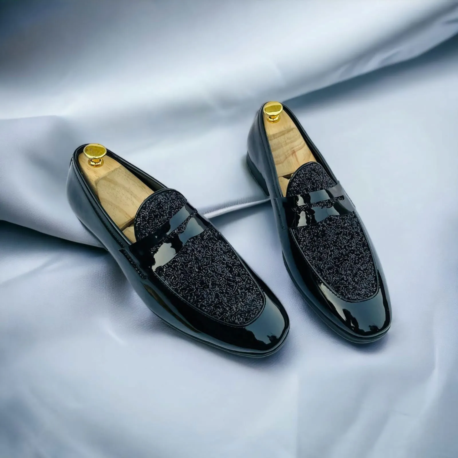 Fashion Mirror Studded Moccasins For Party Attire