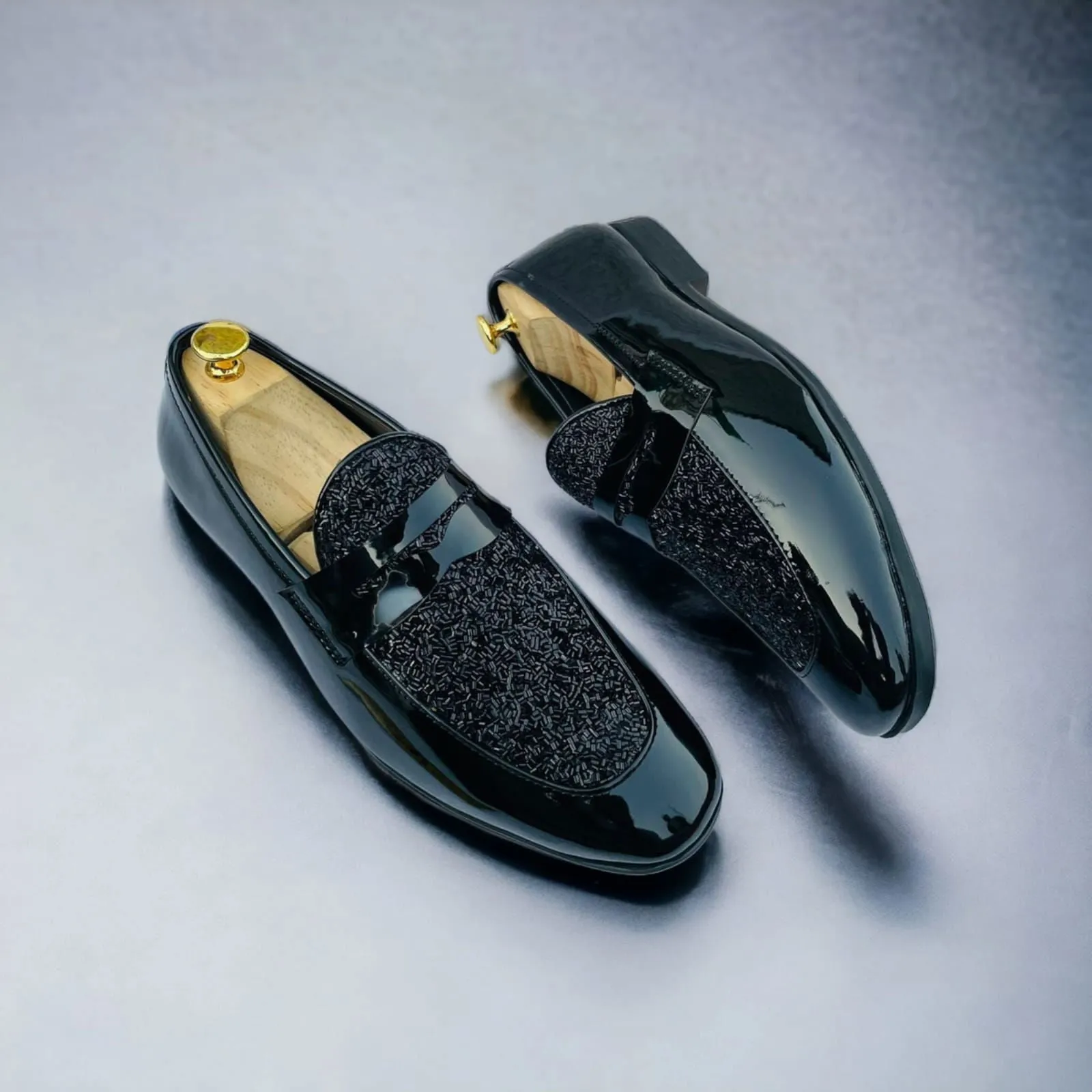 Fashion Mirror Studded Moccasins For Party Attire