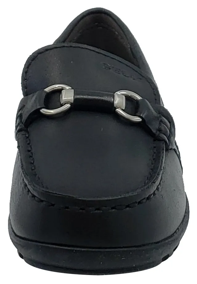 Geox Jr New Fast Mocassin Black Premium Leather Slip On for Boy's