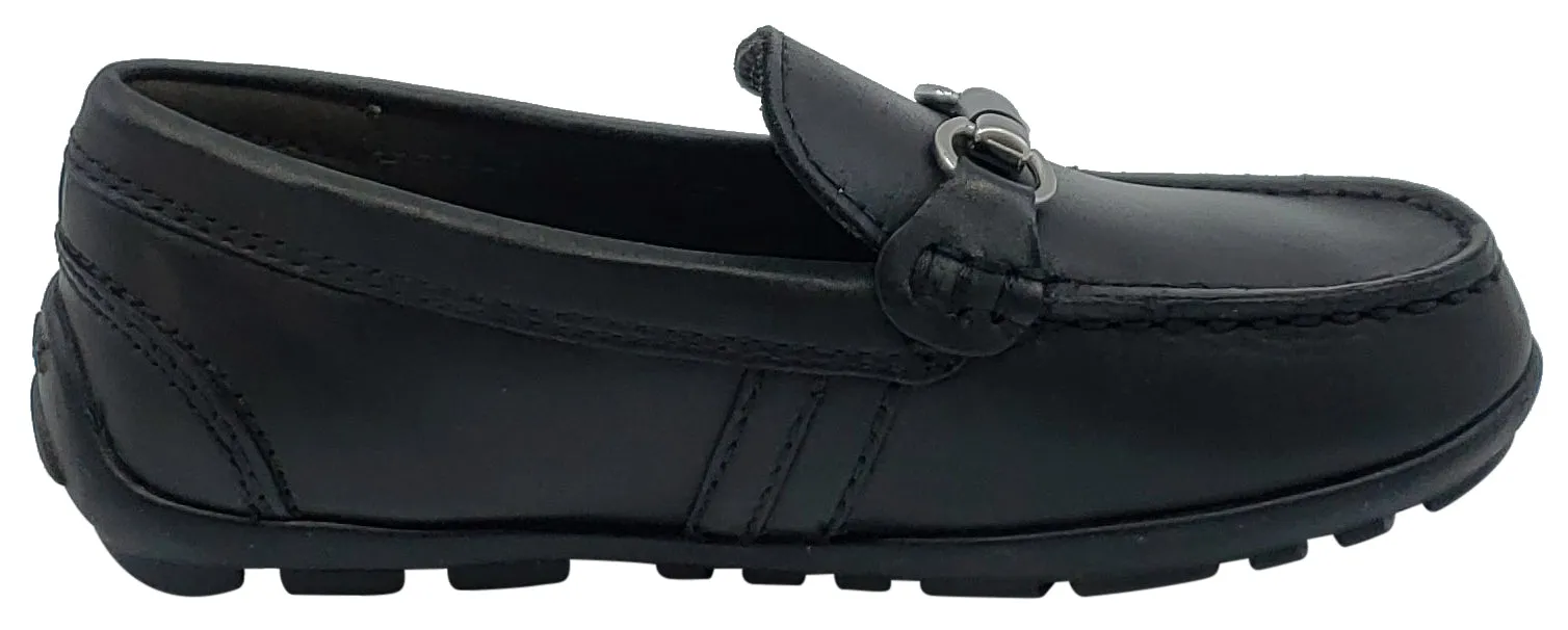 Geox Jr New Fast Mocassin Black Premium Leather Slip On for Boy's