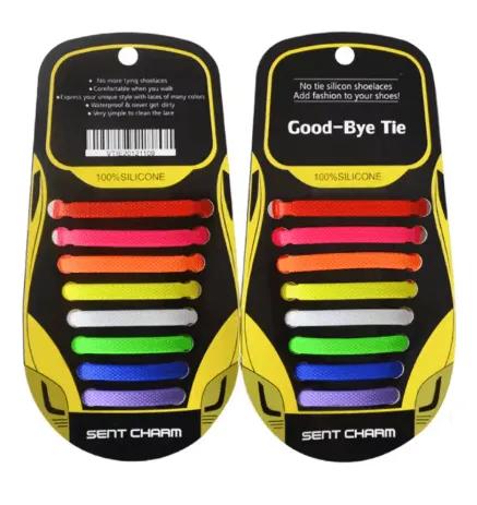 Good-Bye Tie Silicone Shoelaces, Rainbow 16 pc