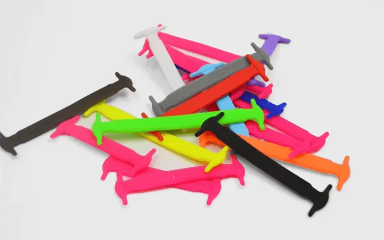 Good-Bye Tie Silicone Shoelaces, Rainbow 16 pc